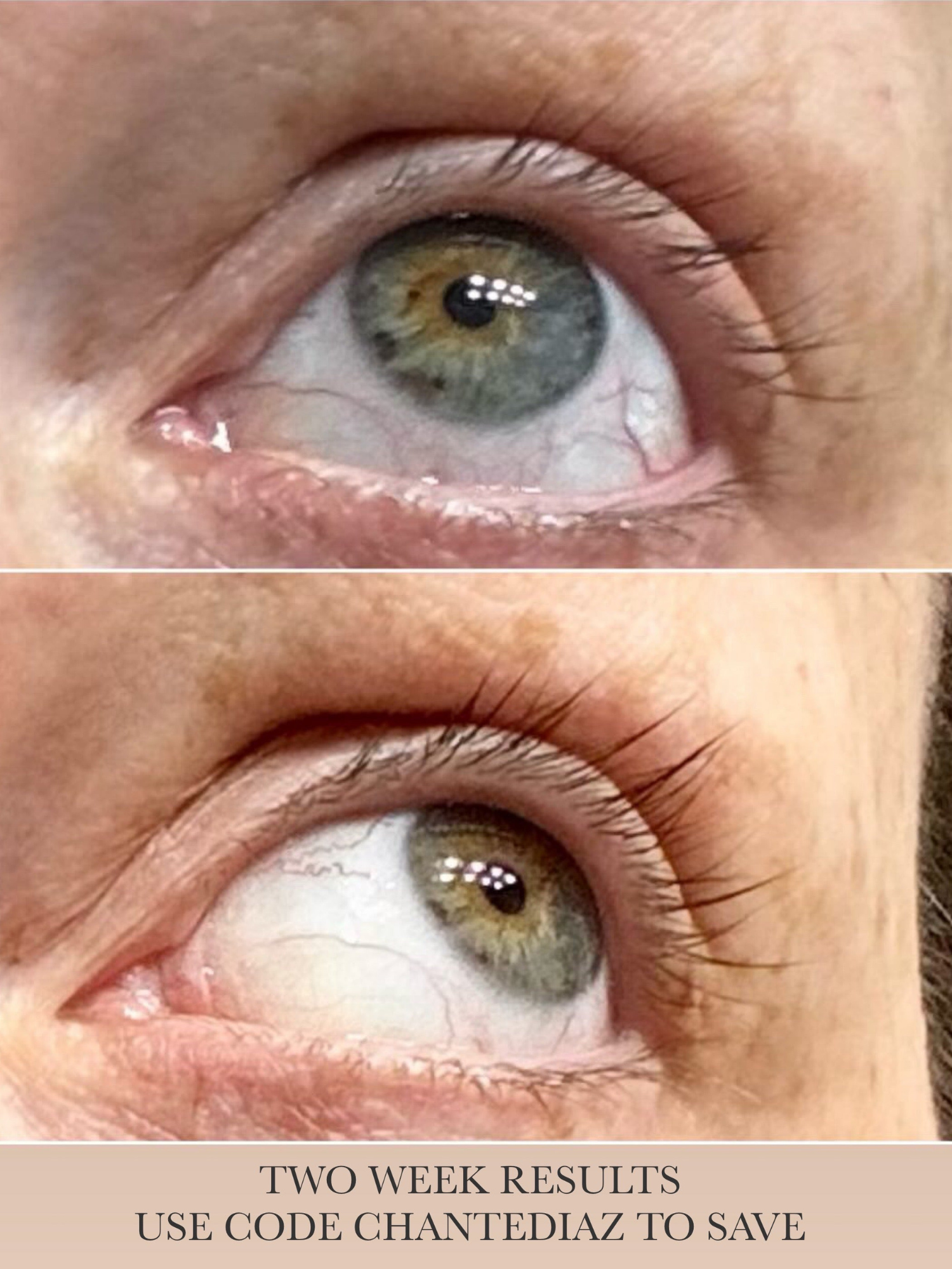 Close-up of woman's eye showing results of BellaMarque Lash Growth Serum 