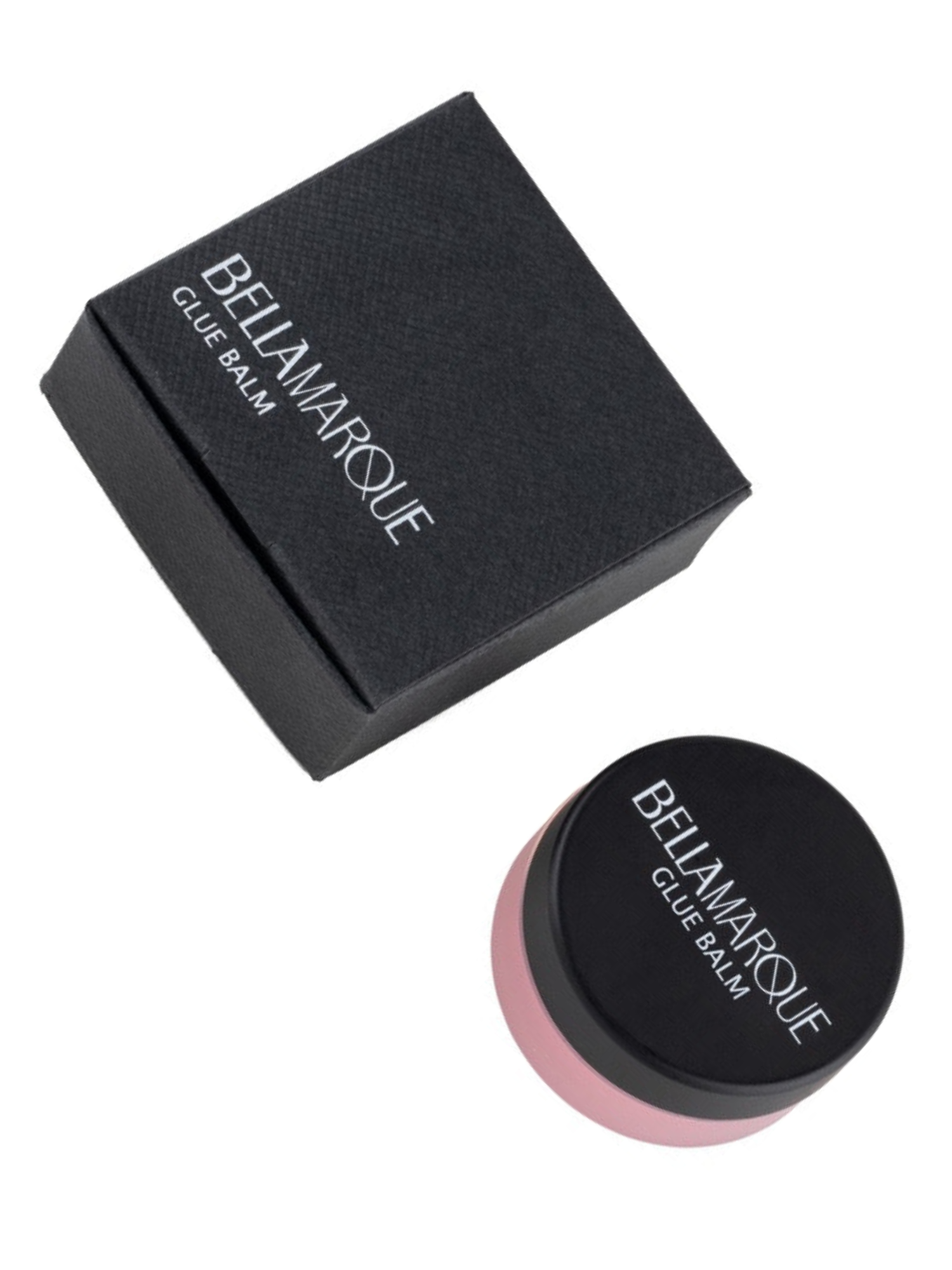 Black lash balm container in packaging box